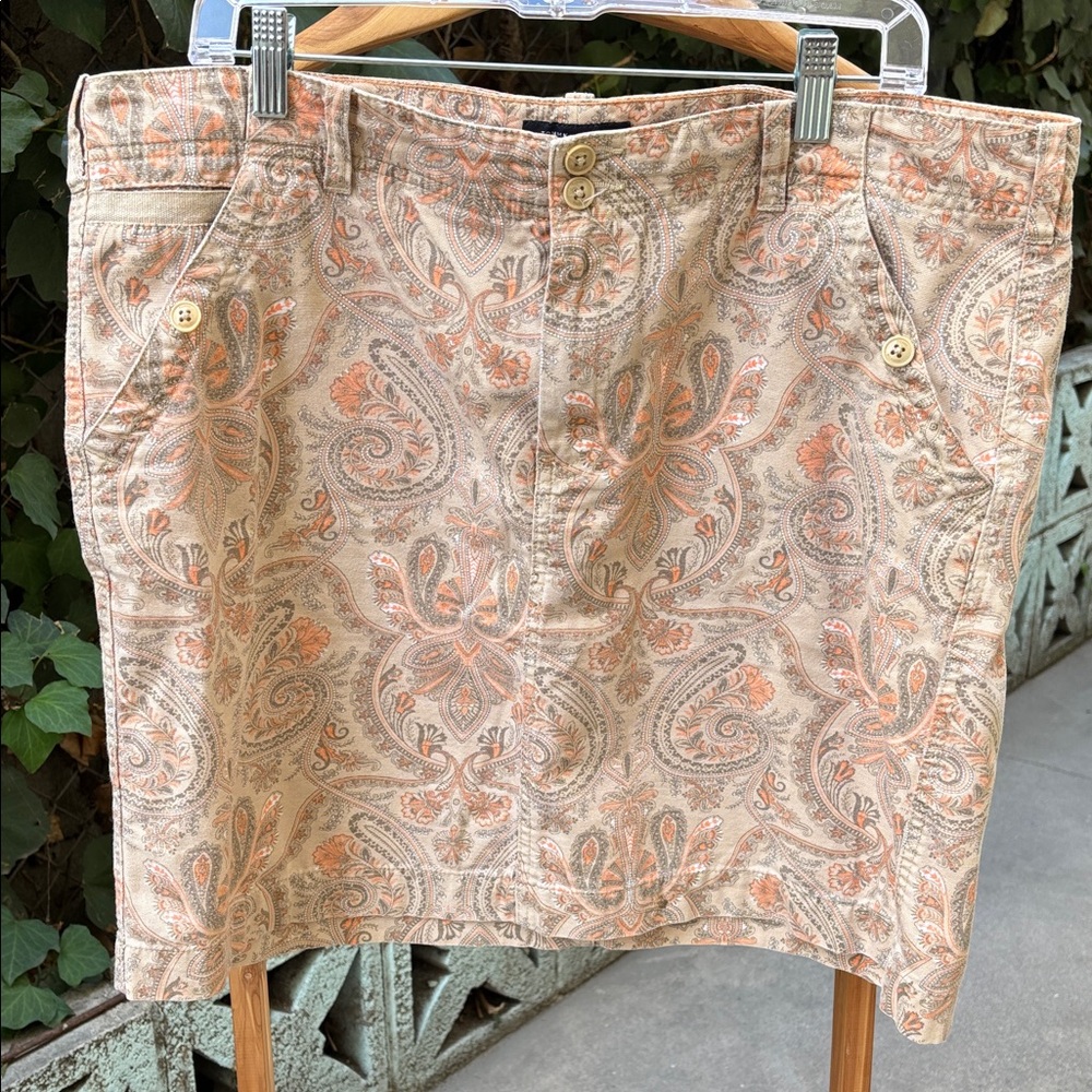 Tommy Hilfiger Paisley Print Jean Skirt in Orange and Tan Size 16